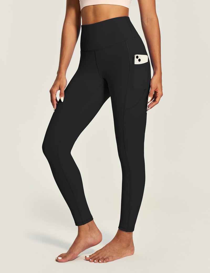 IUGA High Waist Yoga Pants with Pockets, Leggings for Women Tummy Control, Workout Leggings for Women 4 Way Stretch Black - Image 1